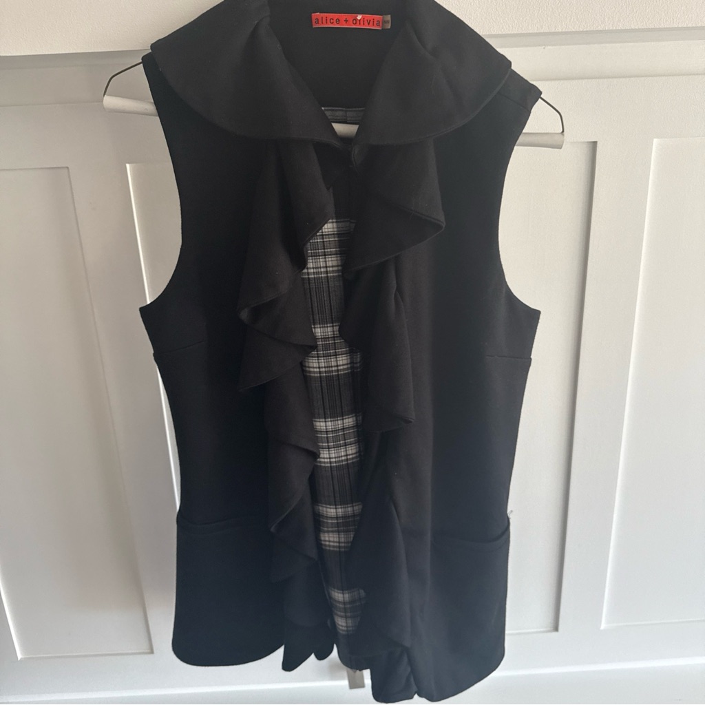 Alice + Olivia Black Ruffle Vest